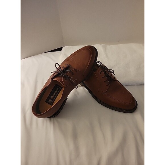 Barrington Mens 8 Shoes Brown Leather Split Toe Oxford Lace Up 8D Allen Edwards - Picture 13 of 16
